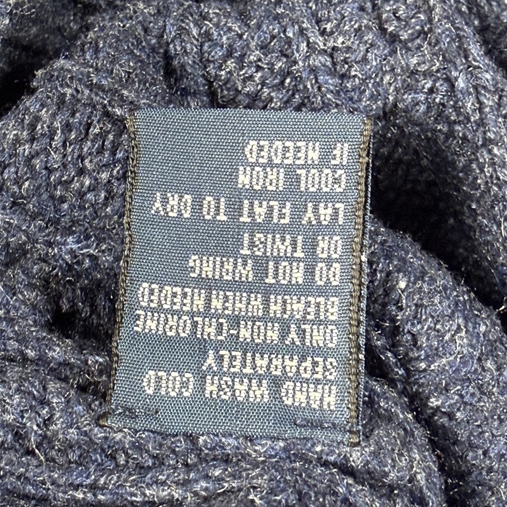 Polo Ralph Lauren Sweater Mens Large Blue Cable Knit Silk Crewneck Pullover - Picture 7 of 11